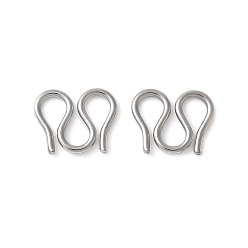 Нержавеющая Сталь Цвет 304 из нержавеющей стали S-крюк пряжки, цвет нержавеющей стали, 7x8.5x1 мм, отверстие : 2.5x3.5 мм