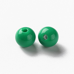 Green Opaque Acrylic Beads, Round, Green, 8x7mm, Hole: 2mm, about 1745pcs/500g