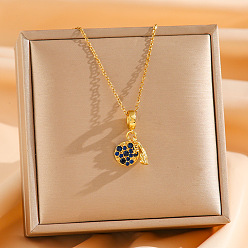 Плоский Круглый Простой стиль 304 ожерелья с подвесками из нержавеющей стали и кубическими цирконами, золотые, плоско-круглые, 15.75 дюйм (40 см)