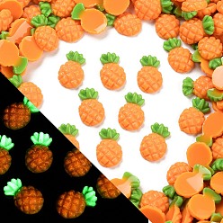 Ананас Светящаяся смола декодирует кабошоны, светящиеся в темноте фрукты, ананас, 12x8x3 мм