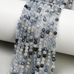 Rutilquarz Natura blau rutilierte Quarzperlenstränge, Runde, facettiert, 3~3.5 mm, Bohrung: 0.6 mm, ca. 136 Stk. / Strang, 15.16'' (38.5 cm) ~ 15.28'' (38.8 cm)