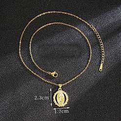 Кристалл Латунные стразы религиозные подвески Девы Марии ожерелья для женщин, матовый золотой цвет, кристалл, 16.14 дюйм (41 см)