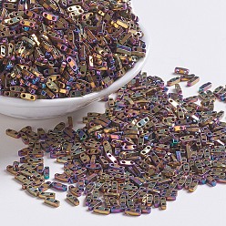 (QTL188) Metallic Purple Gold Iris Миюки четверть бусины тила, японский бисер, 2-луночное, (QTL 188) металлик фиолетовый золотой ирис, 5x1.2x1.9 мм, отверстие : 0.8 мм, Около 480 шт / 10 г