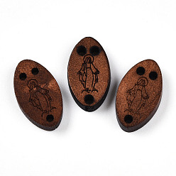 Сэнди Коричневый Овальные многорядные звенья из натурального дерева, окрашенные, песчаный коричневый, 20x11.5x4 мм, отверстие : 1.8~2 мм