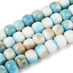 Темно-Голубой Нити из окрашенных стеклянных бусин с эффектом омбре, имитация нефрита, баррель, глубокое синее небо, 10~10.5x8~8.5 мм, отверстие : 1~1.4 мм, около 87~93 шт / нитка, 29.33~31.30 дюйм (74.5~79.5 см)