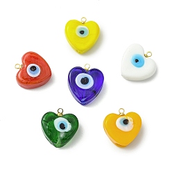 (52) Непрозрачная лаванда Ручной зла подвески бусины глаз, сердце прелести, разноцветные, 16.5~17x16~16.5x7.5~8.5 мм, отверстие : 1.6 мм