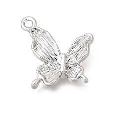 Platinum Alloy Pendants, Butterfly Charms, Platinum, 18x17x3.5mm, Hole: 1.6mm