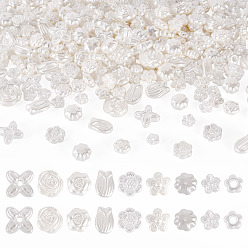 (404) Непрозрачное AB Кислое яблоко Абс пластиковые жемчужные бисера, разнообразные, цветочный белый, 9~17x9~16.8x4~8 мм, отверстие : 1.2~2 мм, 558 шт / комплект
