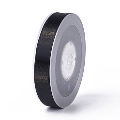 Черный Двухсторонние полиэфирные атласные ленты, чёрные, 5/8 дюйм (16 мм), около 100 ярдов / рулон (91.44 м / рулон)