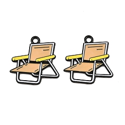 Marrón arenoso Colgantes de aleación de esmalte y pintura para hornear, dijes de silla plegable, negro, arena marrón, 25x24.5x1 mm, agujero: 2 mm