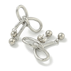 Нержавеющая Сталь Цвет Не тускнеют 304 серьги-гвоздики из нержавеющей стали, полированный, бантом, цвет нержавеющей стали, 30x25.5 мм