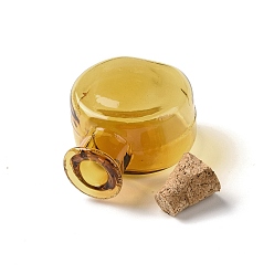 Goldenrod Flat Round Miniature Glass Bottles, with Cork Stoppers, Empty Wishing Bottles, for Dollhouse Accessories, Jewelry Making, Goldenrod, 11.5x21x31mm
