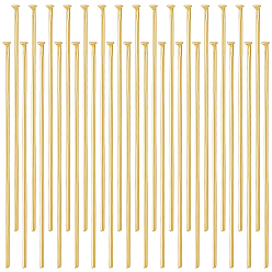 Настоящее золото 16K 304 Штифты с плоской головкой из нержавеющей стали, для изготовления ювелирных изделий, реальный 16 k позолоченный, 40x0.7 мм, 21 датчик, Руководитель: 1.6 mm, Около 200 шт / коробка