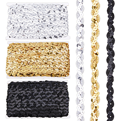 (52) Непрозрачная лаванда 15м 3 цвета полиэфирной ленты, с металликом и пайетками, форма волны, разноцветные, 5/8 дюйм (15 мм), около 5.47 ярдов (5 м) / цвет