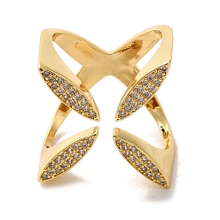 Real 18K Gold Plated Brass Micro Pave Cubic Zirconia Rings, Cadmium Free & Lead Free, Real 18K Gold Plated, 22mm, Inner Diameter: 18mm