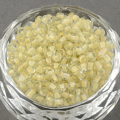 Light Yellow 12/0 Glass Seed Beads, Inside Colors, Light Yellow, 2mm, about 30000pcs/pound