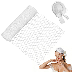 Blanc Tissu en maille de polyester, pour accessoires de vêtement, blanc, 250x0.4~2.5mm, 4 yards / bobine 