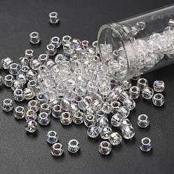 (161) Transparent AB Crystal Тохо 3/0 круглые бусины, японский бисер, (161) прозрачный абразивный кристалл, 5.5 мм, отверстие : 1.9 мм, Около 300 шт / 50 г