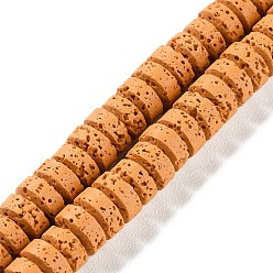 Темно-Оранжевый Нити синтетических бусин, окрашенных в лавовый камень, рондель, темно-оранжевый, 8~8.5x4 мм, отверстие : 0.7 мм, около 90 шт / нитка, 14.96'' (38 см)