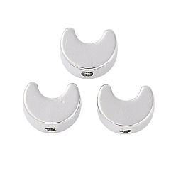 Платинированный Латунные бусины, долговечный, луна, Реальная платина, 5.4x6.9x3 мм, отверстие : 1 мм