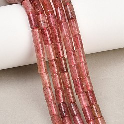 Клубничный Кварц Природного кварца клубники нитей бисера, колонка, 7.5~9x5~5.5 мм, отверстие : 0.7~0.8 мм, около 48 шт / нитка, 15.35'' (39 см)
