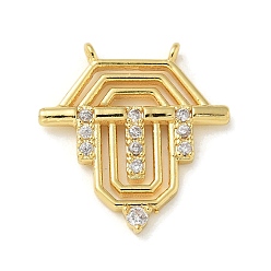 Настоящее золото 14K Латунные микропаве прозрачные подвески с фианитом, амулеты флага Девы Марии, реальный 14 k позолоченный, 26.5x20x2.5 мм, отверстие : 1.2 мм