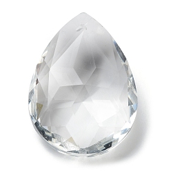 Прозрачный Прозрачные стеклянные подвески, граненые, слезинки, для люстры хрустальные подвесные подвески, прозрачные, 49x33x16.5 мм, отверстие : 1.6 мм