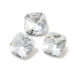 Свет Сапфира Стеклянные стразы кабошоны, задние и задние, граненые, квадратный, света сапфир, 4x4x2 мм