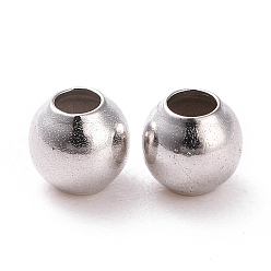Real Platinum Plated Rhodium Plated 925 Sterling Silver Spacer Beads, Round, Real Platinum Plated, 4mm, Hole: 1.4~1.5mm