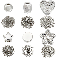 Платина 1800 ПК 6 стили CCB пластиковые бусины, разнообразные, платина, 3.5~9x4~9.5x3~4 мм, отверстие : 1.2~1.6 мм, 1800 шт / комплект