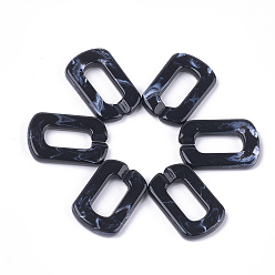 Black Acrylic Linking Rings, Quick Link Connectors, For Jewelry Chains Making, Imitation Gemstone Style, Oval, Black, 30.5x20x5mm, Hole: 17.5x8mm, about: 220pcs/500g