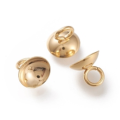 Настоящее золото 24K 201 подвеска из нержавеющей стали, для изготовления стеклянного кулона, полукруглый, реальный 24 k позолоченный, 8x7 мм, отверстие : 3 мм