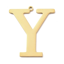 Letter Y 304 подвески из нержавеющей стали, буквы, реальный 18 k позолоченный, ионное покрытие (ip), Письмо Y, 39x34x1.4 мм, отверстие : 2 мм