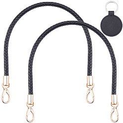 Черный 2Ремешок для сумки из искусственной кожи, с поворотными застежками, с 1брелоком из искусственной кожи, с металлическим кольцом для ключей, для аксессуаров для замены сумок, чёрные