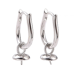 Платина Латунная фурнитура для хооп серег, за половину пробурено бисера, без кадмия и без свинца, слеза, платина, 14.5x12.5x2 мм, штифты : 0.8 мм