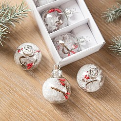 White Glass Pendants, for Party Decoration, Round, White, 40mm, 6pcs/set