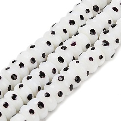 Белый Бусины лэмпворк , рондель с горошком, белые, 9.5~10x5 мм, отверстие : 1.8 мм, около 40 шт / нитка, 8.27'' (21 см)
