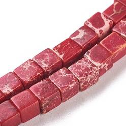 (123L) Белый крем непрозрачный блеск Натуральные имперские нитки из бисера яшмы, окрашенные, кубические, огнеупорный кирпич, 4.5x4.5x4.5 мм, отверстие : 0.8 мм, около 87~88 шт / нитка, 15.1 дюйм ~ 15.3 дюйм (38.5~39 см)