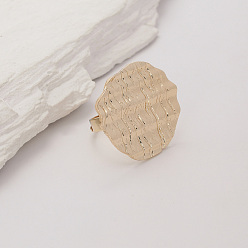 Золотой Кольца для женщин с геометрическим узором из цинкового сплава и жемчугом, овальные, золотые, внутренний диаметр: регулируемый