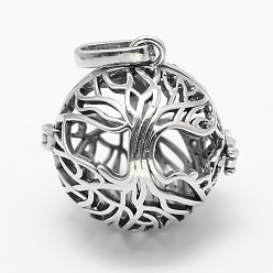 Античное Серебро Латунные полые круглые подвески, для ожерелья, античное серебро, 28x28.5x24 мм, отверстия: 9x3.5 мм, внутренний: 20.5 мм