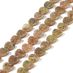 Unakite Natural Unakite Beads Strands, Heart, 10x10.5x3mm, Hole: 0.7mm, about 41~42pcs/strand, 15.55''~15.94''(39.5~40.5cm)