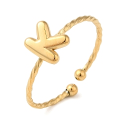 Letter K 304 открытые манжеты из нержавеющей стали, украшения для женщин, реальный 18 k позолоченный, Письмо K, внутренний диаметр: 19 мм, Письмо: 8x6 мм