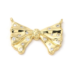 Прозрачный Настоящие 18 k позолоченные латунные подвески с микропаве и кубическим цирконием, без кадмия и без свинца, бантом, прозрачные, 23x31.5x4 мм, отверстие : 1.4 мм