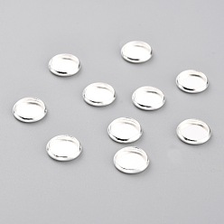 Серебро 304 Настройки нержавеющей стали кабошон, чашки безель с краями, плоско-круглые, серебряные, 10x2 мм лоток: 8 мм
