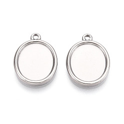 Нержавеющая Сталь Цвет 304 Настройки кабошон из нержавеющей стали кулон, овальные, цвет нержавеющей стали, лоток : 14x12 мм, 20x15x2 мм, отверстие : 1.6 мм