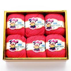 Малиновый Детская Пряжа, с хлопком, шелк и кашемир, малиновый, 1 мм, о 50 г / рулон, 6 рулонов / коробке