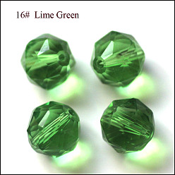 Зеленый лайм Имитация Австрийские кристаллические шарики, класс AAA, граненые, круглые, зеленый лайм, 6 мм, отверстие : 0.7~0.9 мм