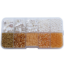 Сэнди Коричневый Набор для поиска ювелирных изделий в стиле «сделай сам» из АБС-пластика и акриловых бусин, сердце и бочонок, круглые и плоские круглые и искусственный жемчуг, песчаный коричневый, 10 мм, отверстие : 7~18.5x7.5x2~10.5x1.5~5 мм