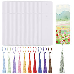 (52) Непрозрачная лаванда 100шт. прямоугольные бумажные закладки, с 100шт 10 цвета полиэстер кисточкой украшения кулон, разноцветные, 133 мм