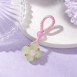Pink Украшения из искусственного нефрита, плетеные из стекла, с имитацией клевера, окрашенные в технике выпечки, подвесные украшения из нейлоновой нити, розовые, 50 мм
